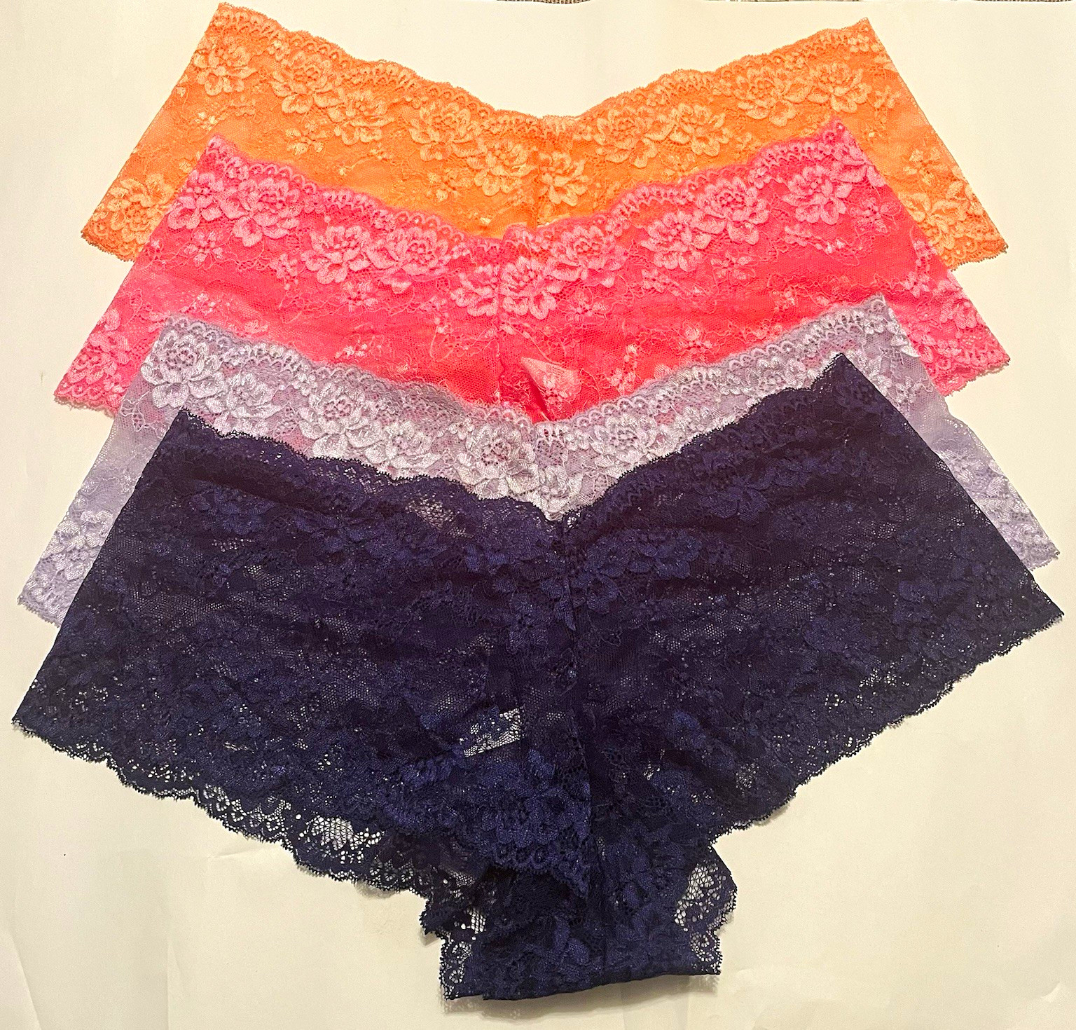 Women’s Lace Floral Boyshort Panties 4-Pack, Stretch, Multicolor Plus 4XL