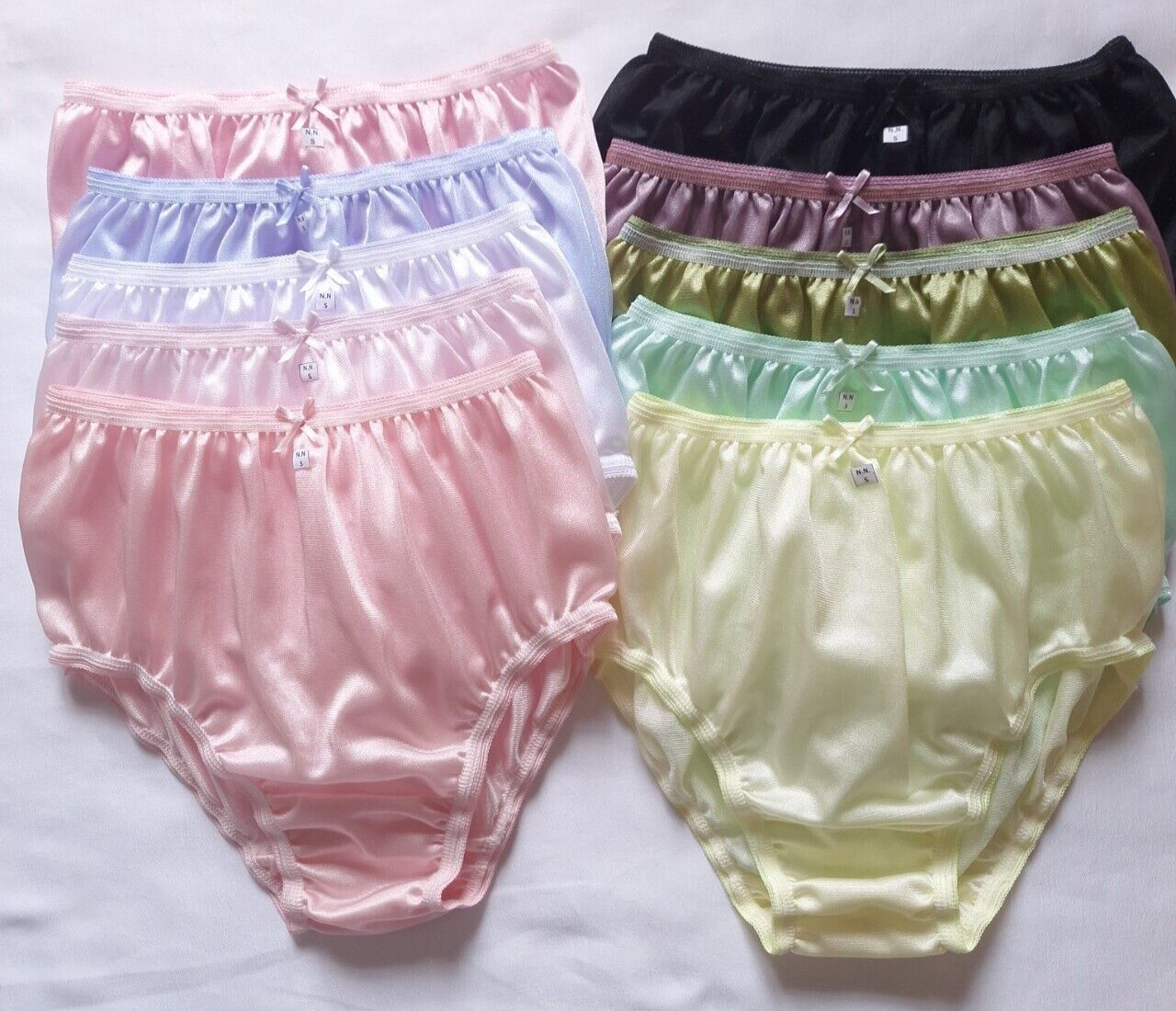 10pcs Underwear Women Nylon Panties Silky Light Soft Briefs High Waist 24″-28″ S