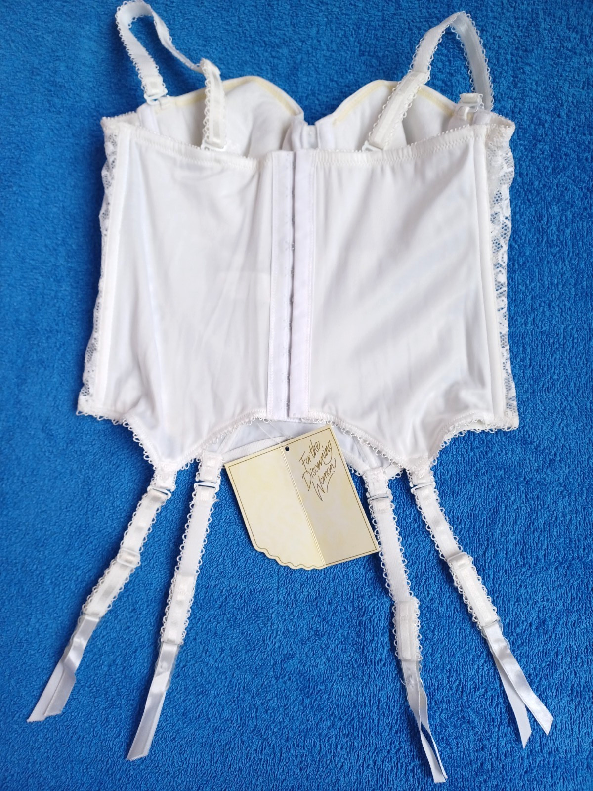 PANACHE Lingerie Beautiful Cream Smooth Satin Side Lace Suspender Basque Sze 32B