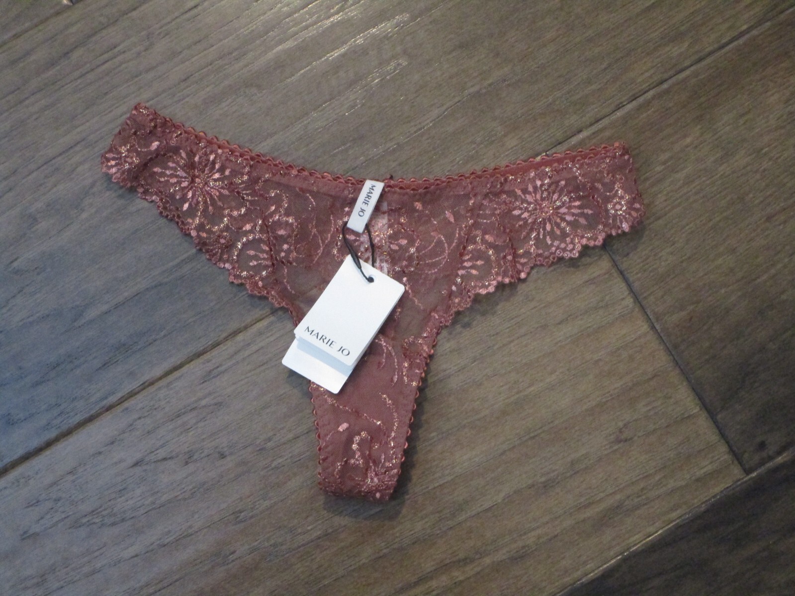 MARIE JO JANE FLORAL LACE THONG PANTIES IN RED COPPER SIZE SMALL NEW