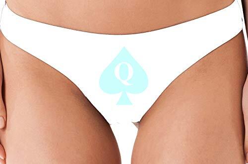 Knaughty Knickers Queen of Spades Logo White Thong Underwear Tattoo BBC QofS qos