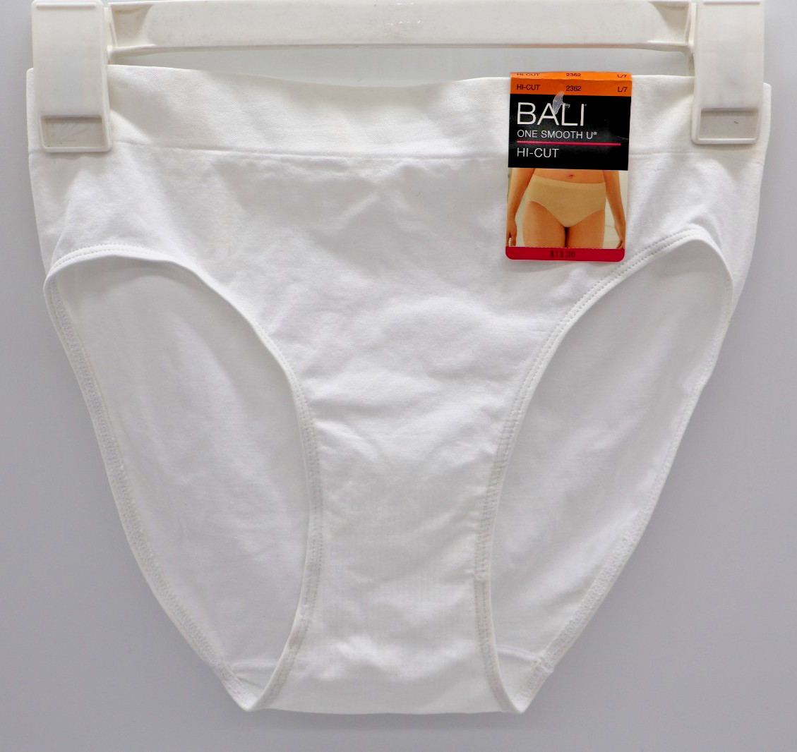 BALI One Smooth U Hi Cut Brief Panty Large / 7 Panties Underwear Lot of 3 White