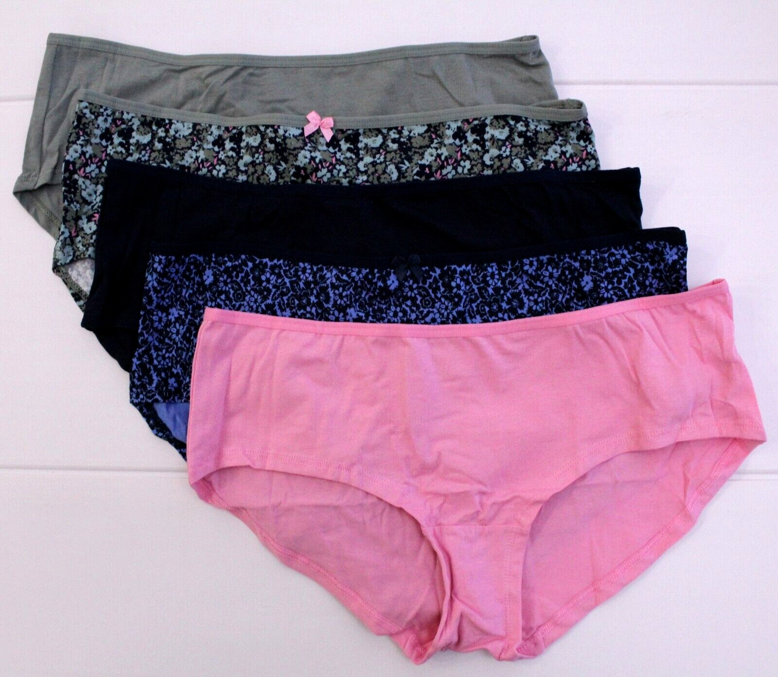 Ex M & S Ladies 5 Pack Cotton Lycra Low Rise Shorts Underwear Briefs Siz 6 to 20
