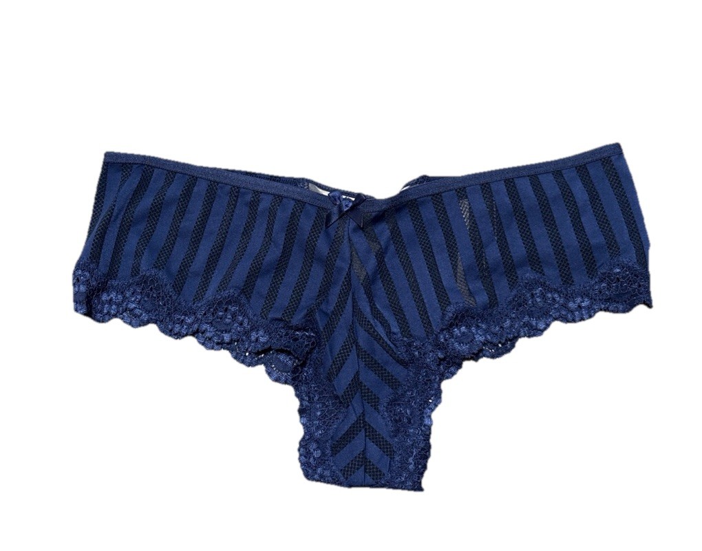 Victoria’s Secret Very Sexy Cheeky Panty Medium Navy Mesh Lace Strappy Back NWT