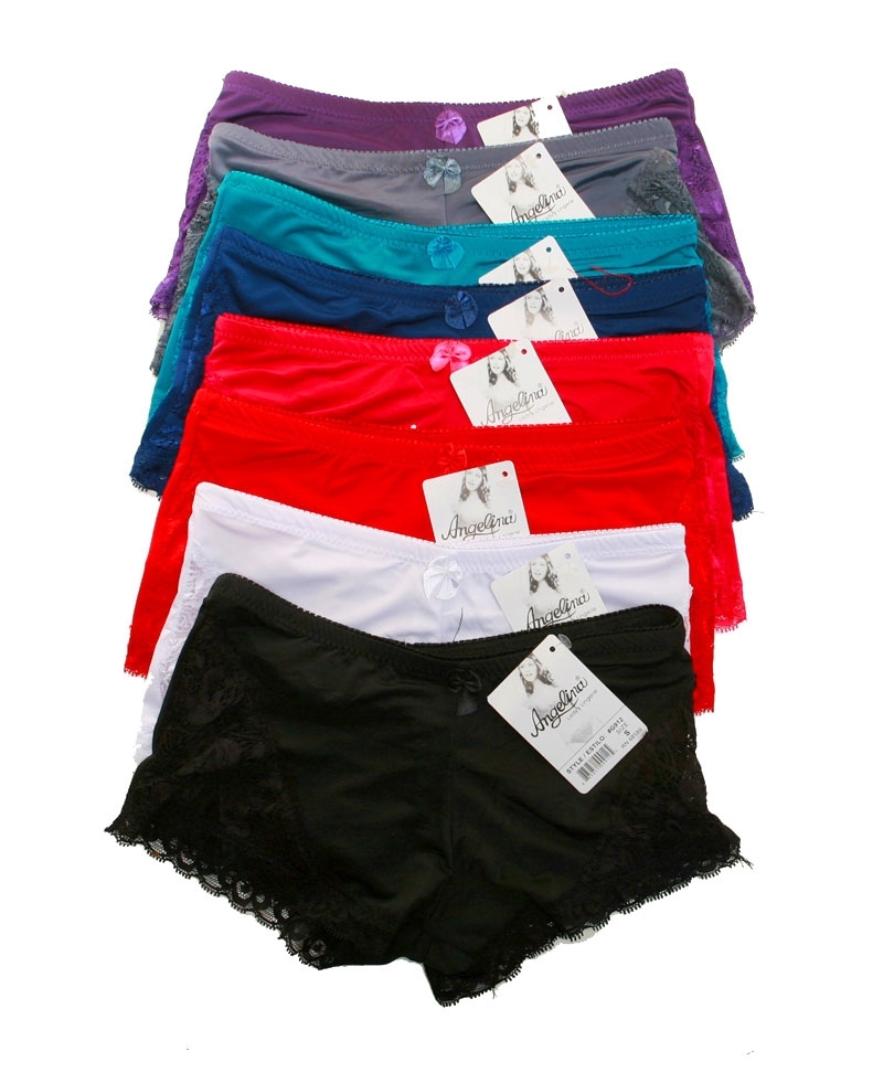 Hipster Booty Boyshort Bikini Panty 8Color Purple Navy Teal Red Fuchsia Gray SML