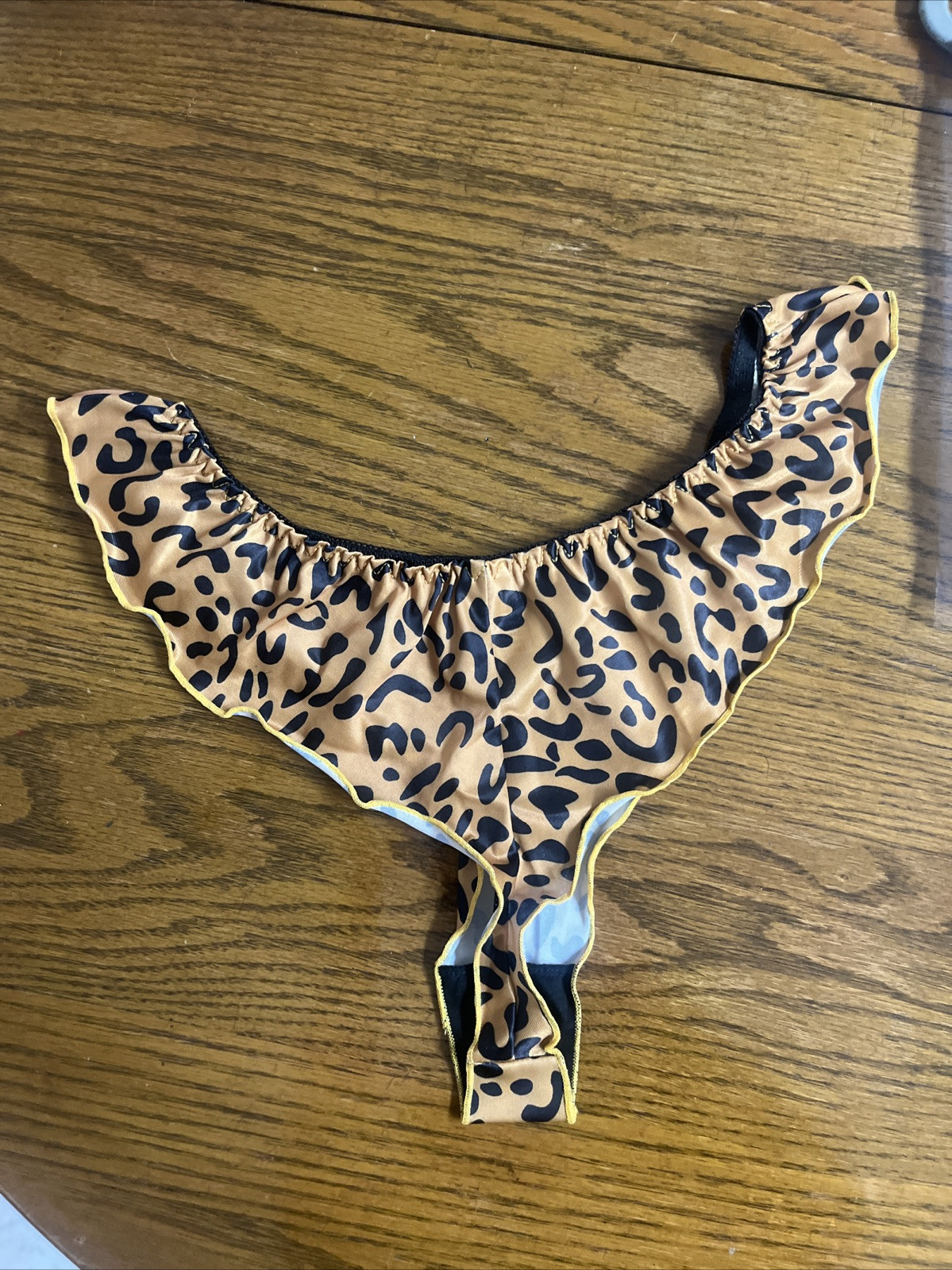 shein leopard tanga animal print Thong String Panties panty NWT ruffle large