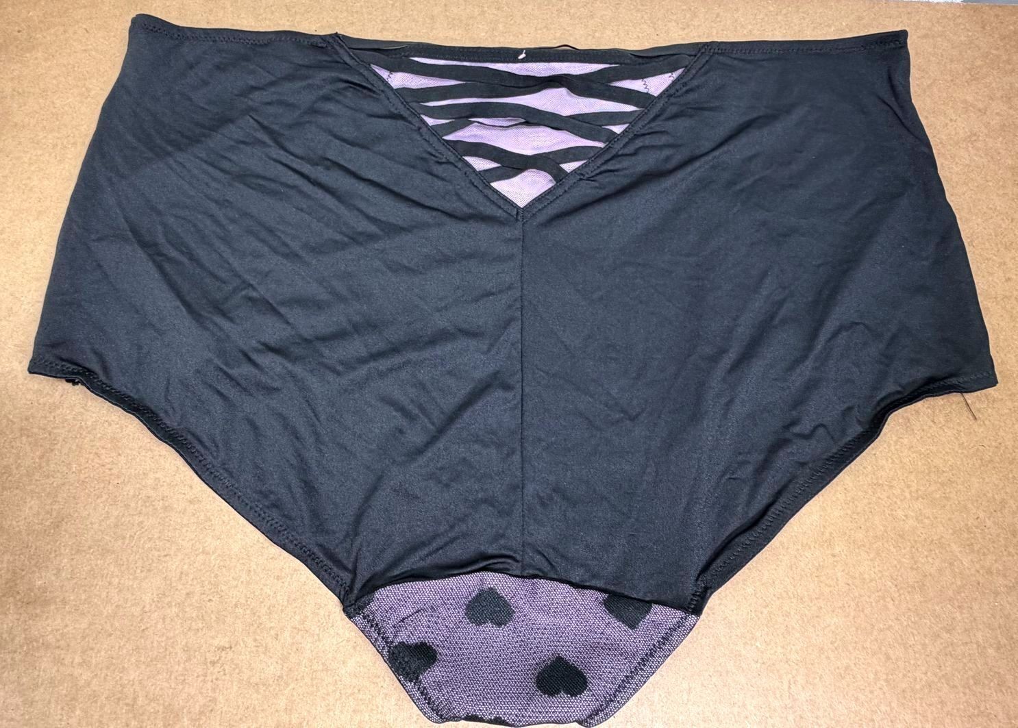 2 X NEW Lane Bryant Cacique Brief Hearts Mesh Lace Panties Black Size 26/28 Plus