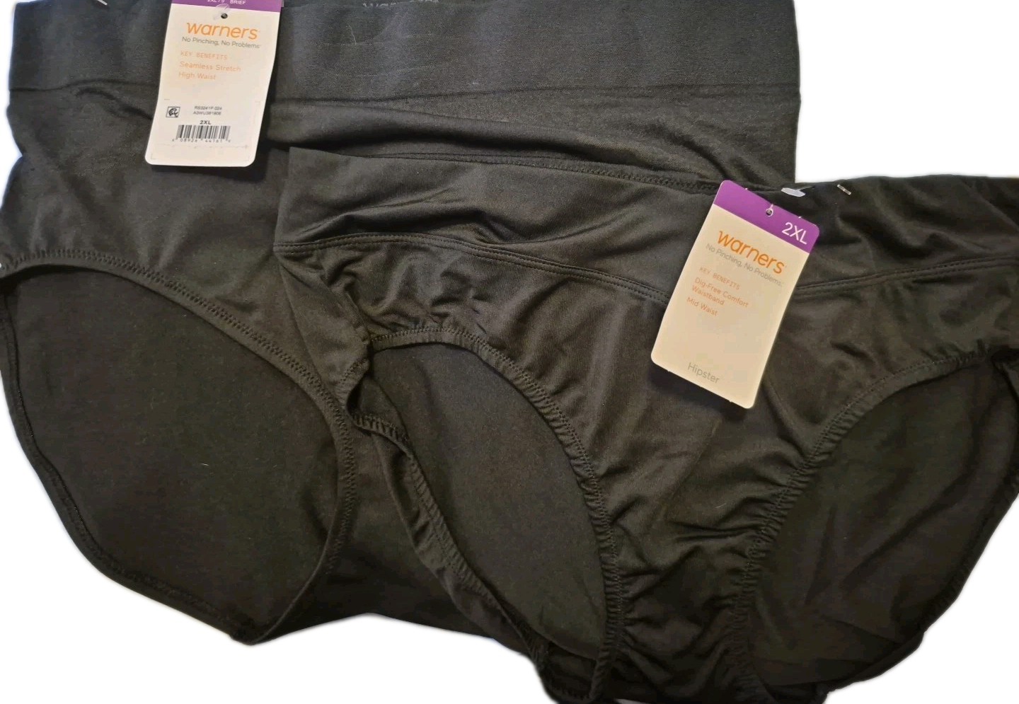 Nwt Warners 2XL 9 Black “All You Need” Panties Hipster & Brief Underwear 2 Pair