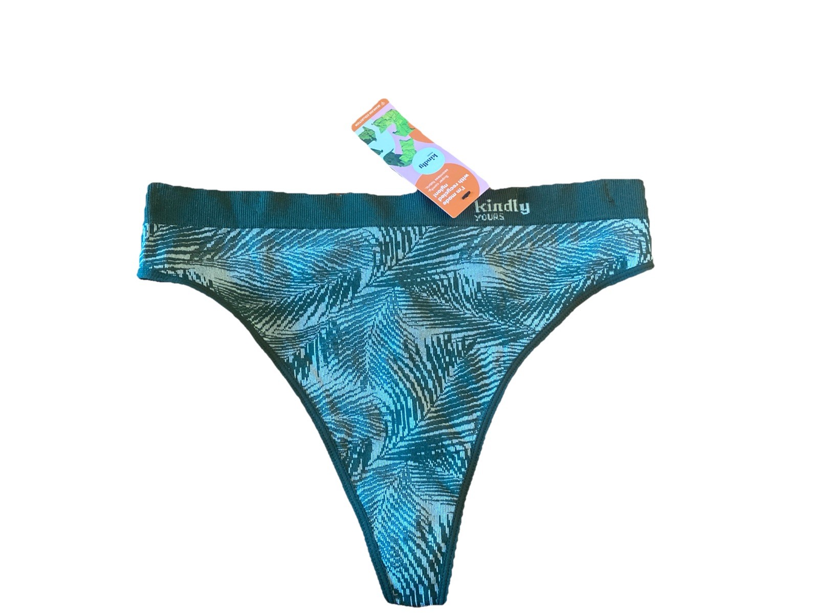 KINDLY WOMENS SEAMLESS THONG GREEN FLORAL DESIGN SIZE 2XL (20) FREE SHIPPING NWT