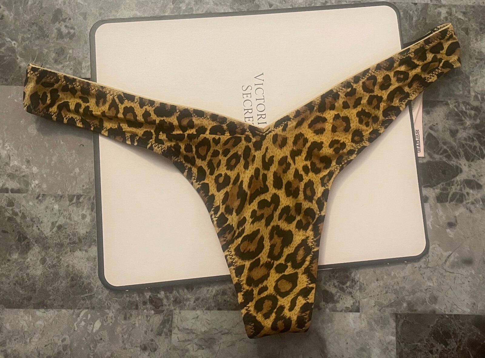 VICTORIA’S SECRET LEOPARD SATIN SMOOTH STRAPPY BACK HIGH LEG THONG PANTIES