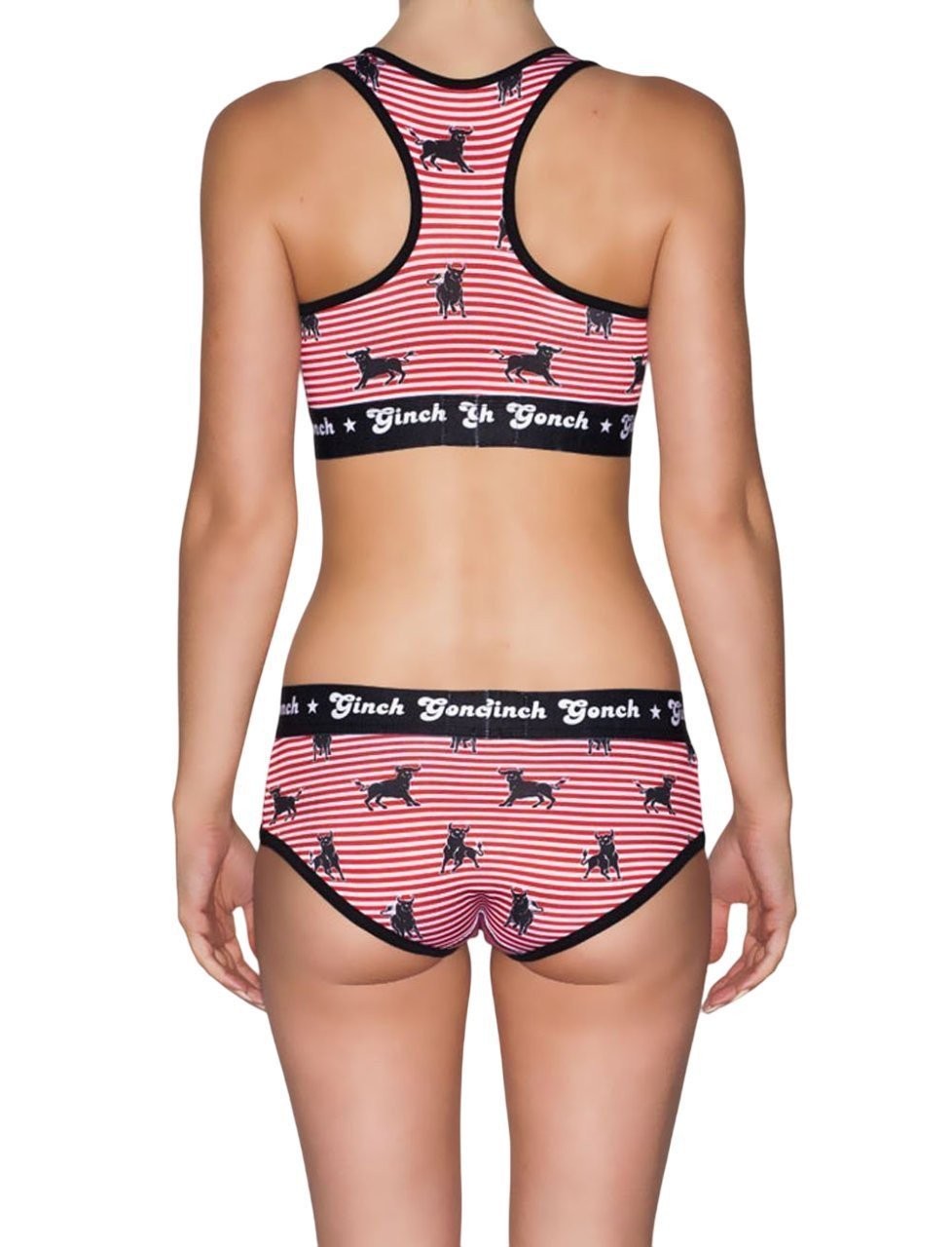 Ginch Gonch Women’s Wild Bulls Print Boyfriend Briefs Polycotton Stretch