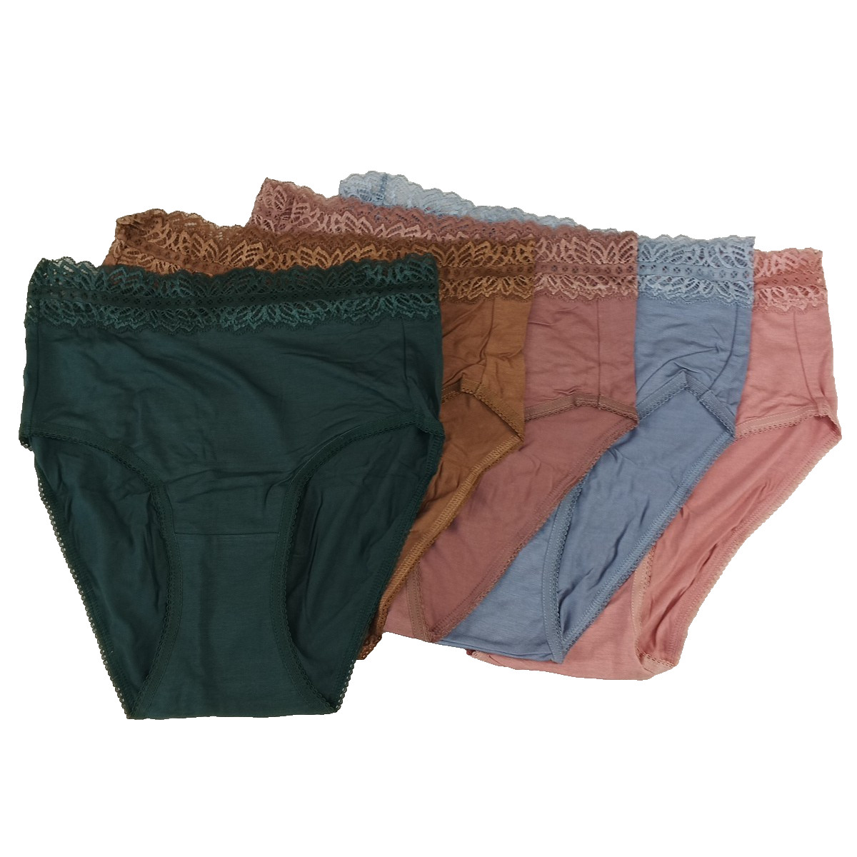 Women High Waisted Panties MEDIUM(8-10) 5 Pack Multicolor Rayon Blend Lace