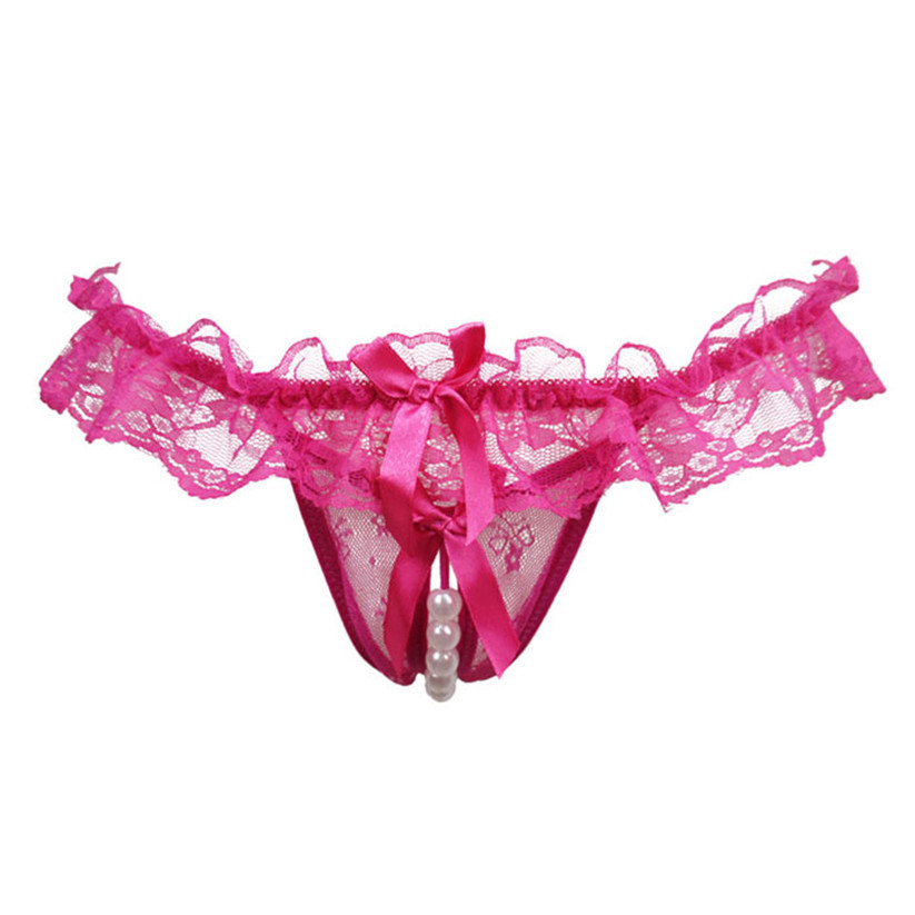 Women’s Lingerie Underwear Bowknot Beads Lace Panties Thong A12