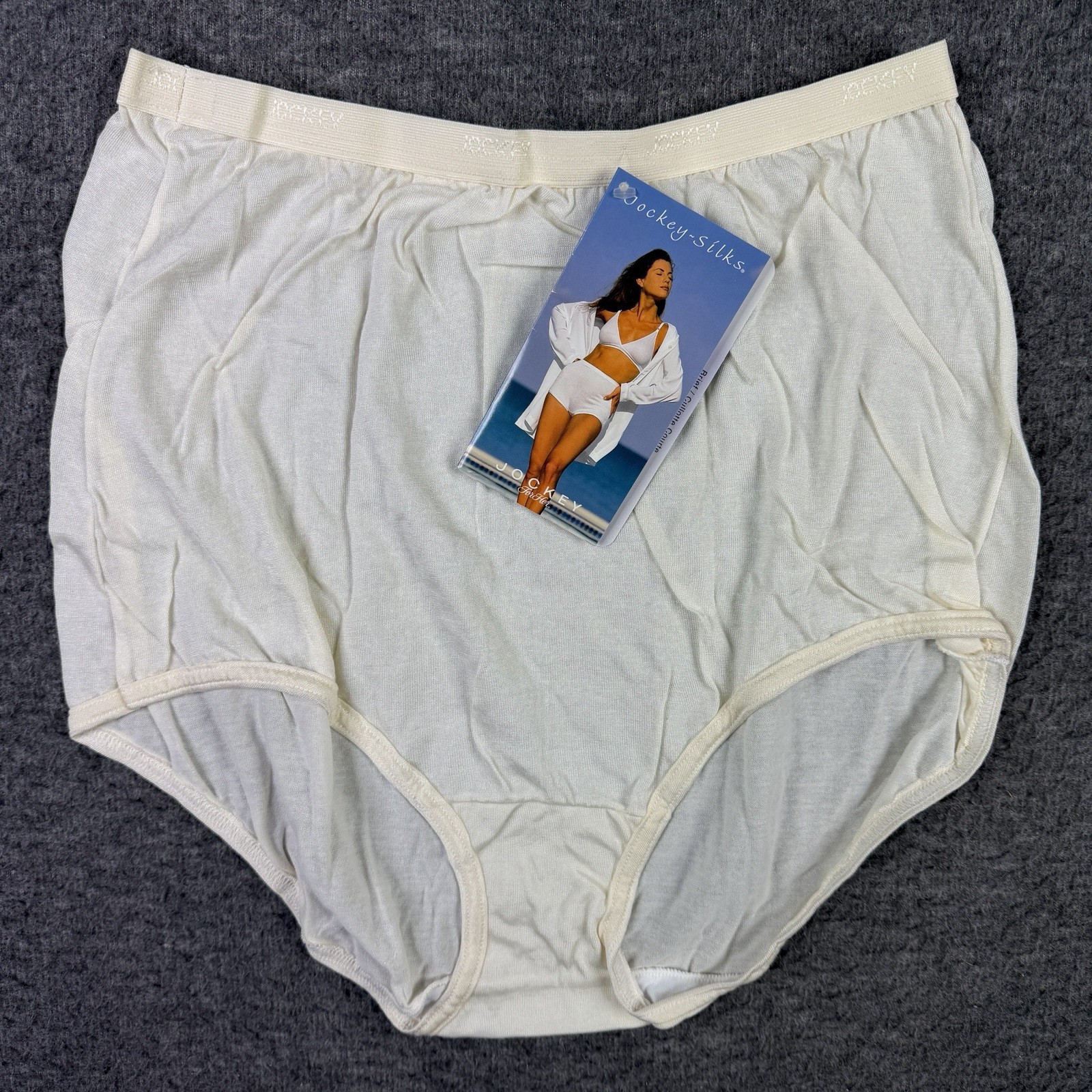 Vintage Jockey Silks Brief Panties Womens Size 7 Off-White Cream High Rise USA