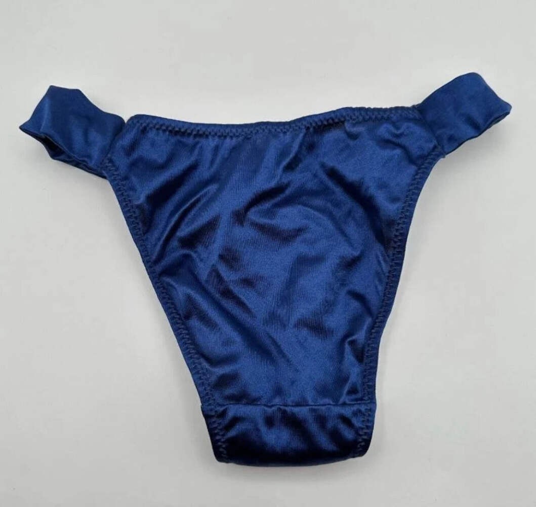 Silky feel royal blue satin panties tanga comfy bum coverage size UK 8 / (S)