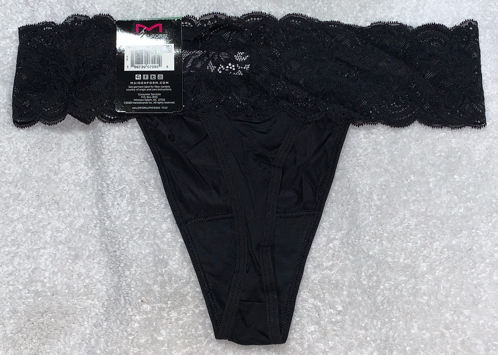 MAIDENFORM Sexy Must Haves Luxurious Bloom Lace Black Thong Panty Womens S 5 L 7