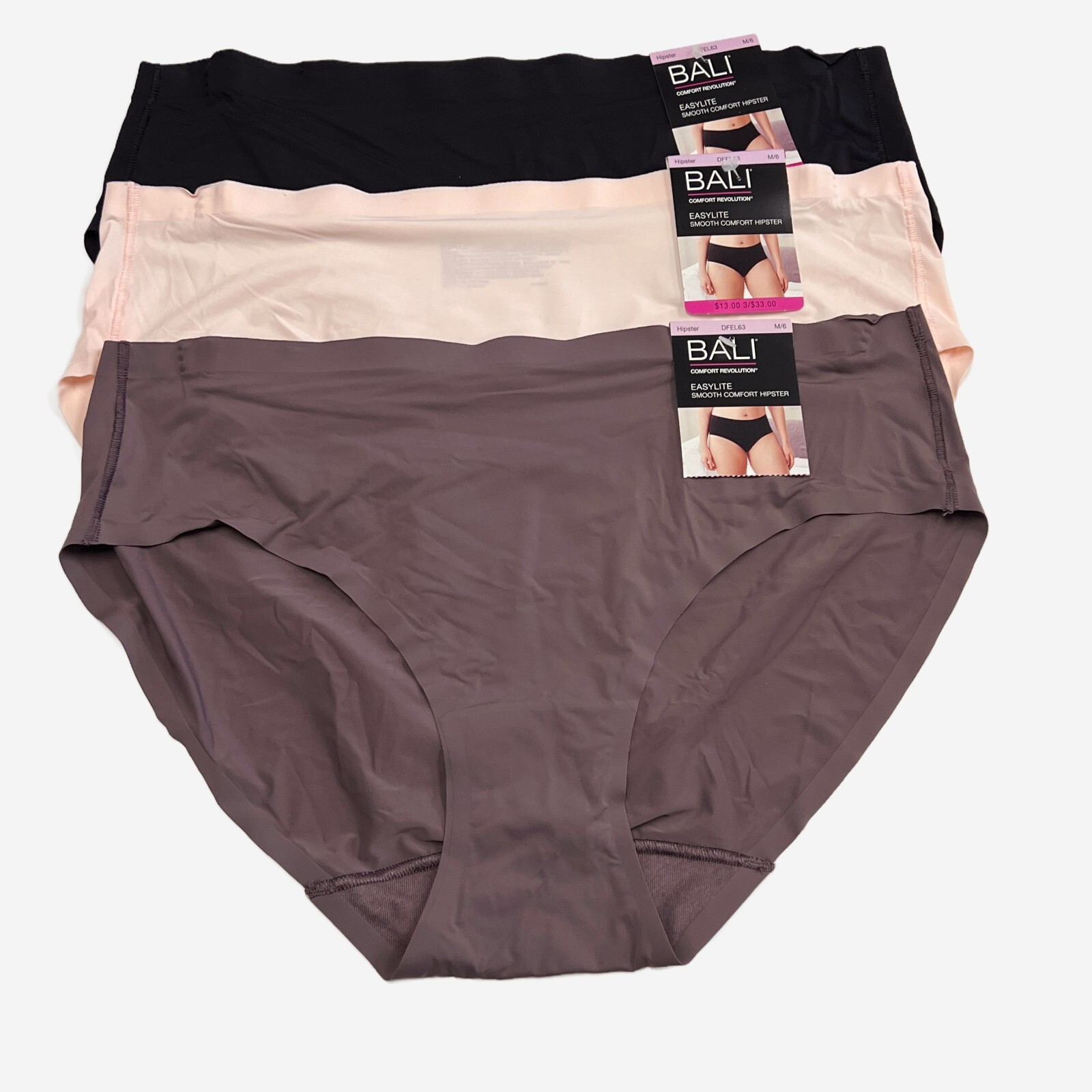Bali Easylite Hipster Panty M 6 MEDIUM 3 Pack Panties DFEL63 Seamless Underwear