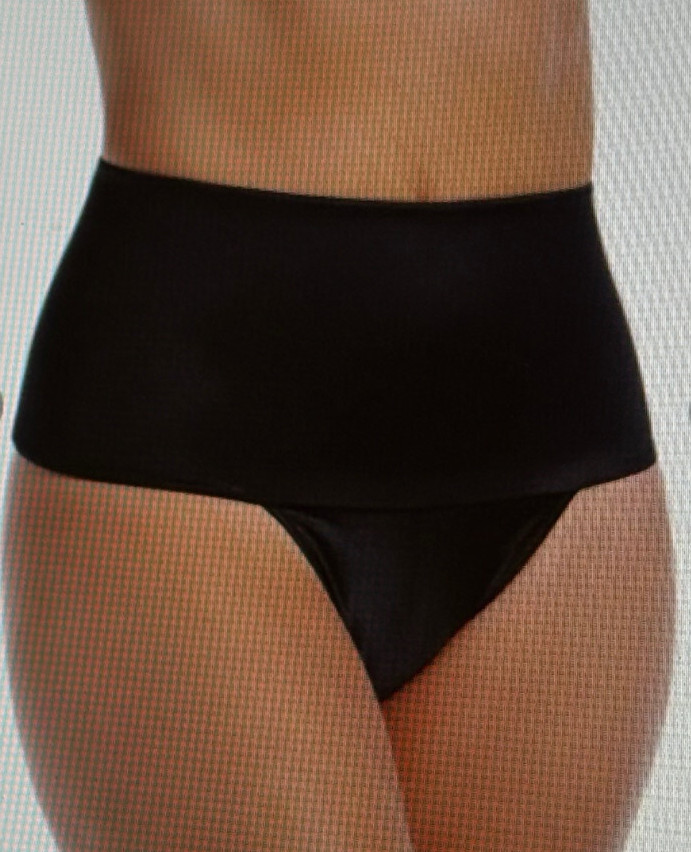 625 RAGO Black Medium Soft Shaping Wide Band Thong Panties #801 NWOT