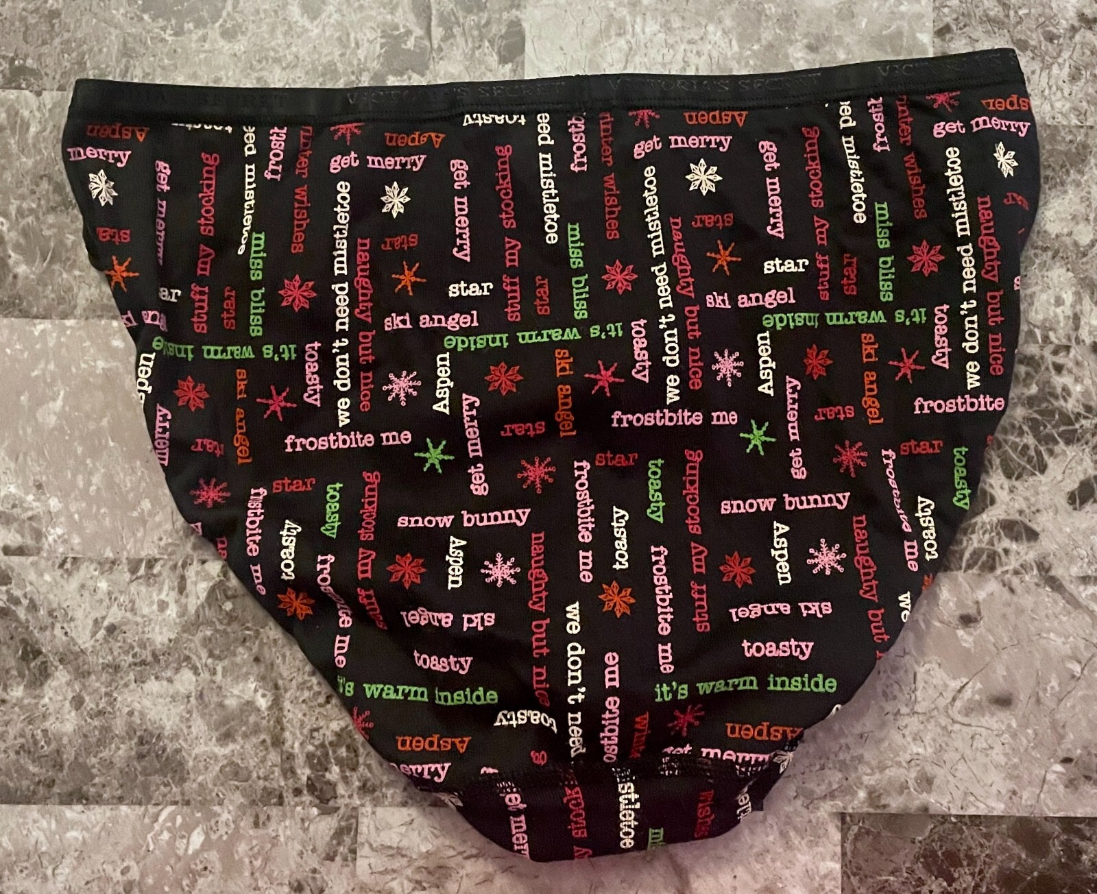 VICTORIA’S SECRET L CHRISTMAS SNOWFLAKE 100% COTTON VINTAGE RARE BIKINI PANTIES