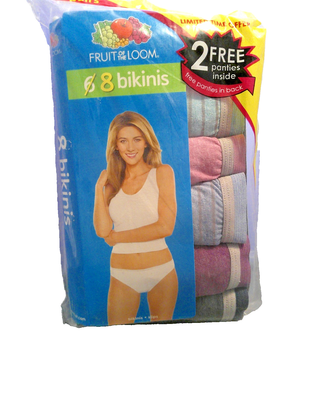 New 8 Pair Fruit Of The Loom Cotton Bikinis Size 6 Multi Color