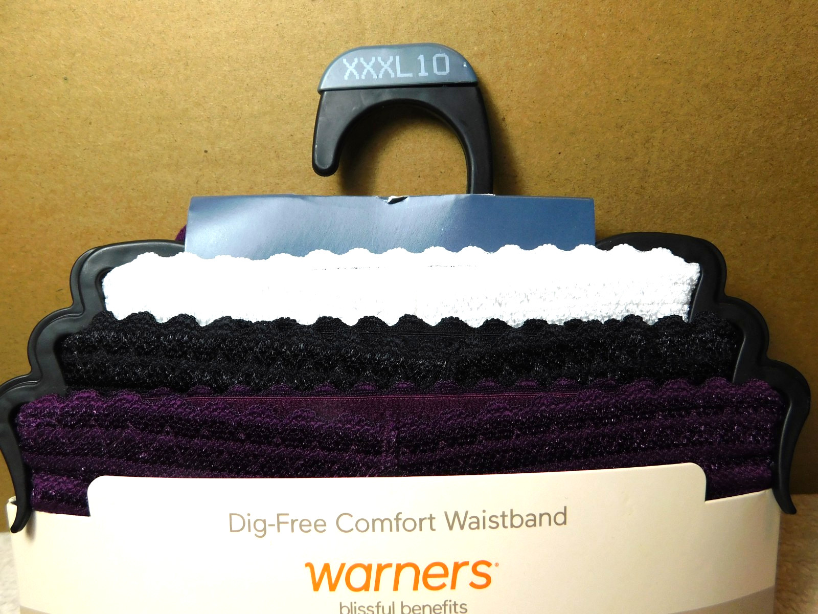 Warners~Blissful Benefits Cotton With Lace Hipster Purple Black & White 3Pk (DG)