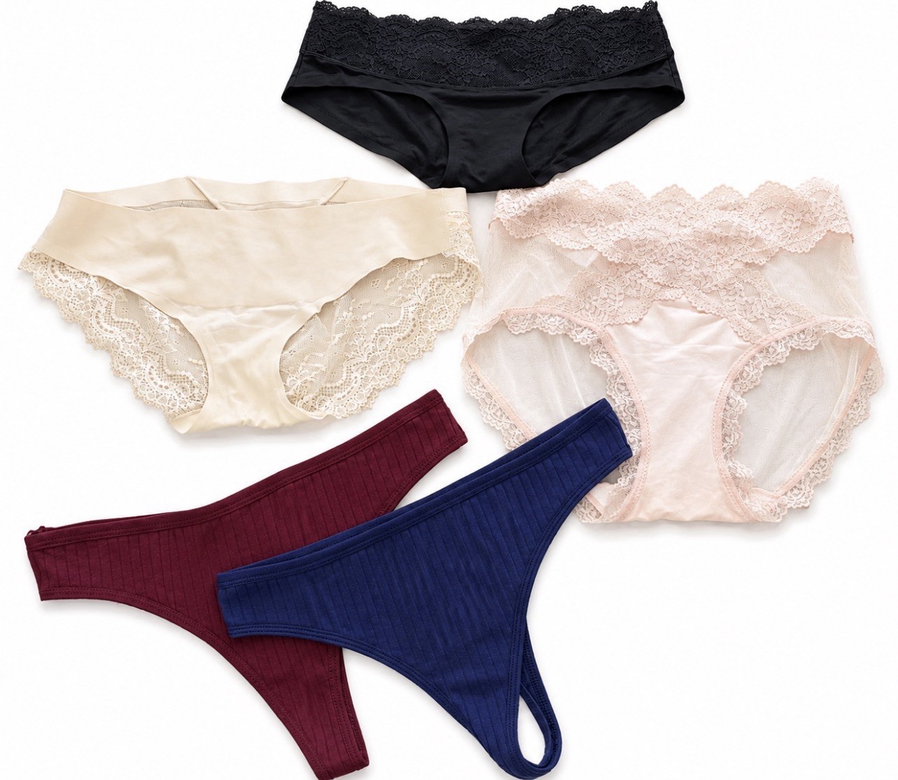 NWOT SPANX Women’s Underwear Lot of 6 Seamless Lace Hipster Thong Panties M