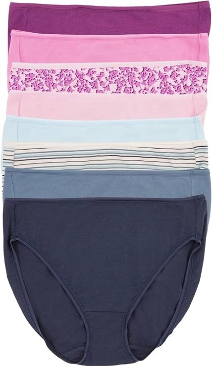 NEW Women’s Felina 8 Pack Cottan Modal Stretch Hi Cut Brief Underwear Pink Small