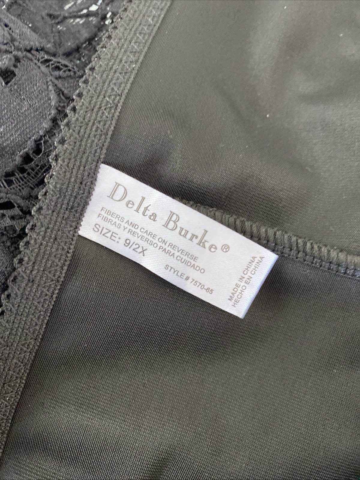 Delta Burke NWT 9/2X Black Lace Boy Shorts Panties