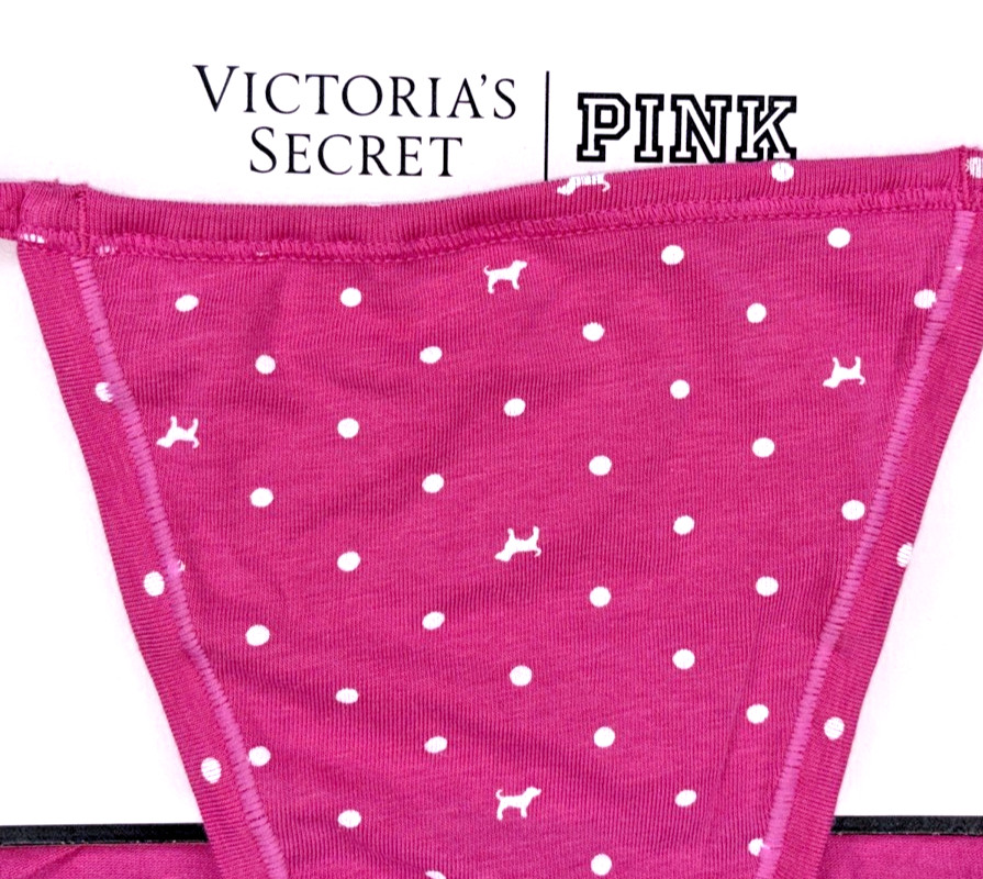 Victoria’s Secret PINK NWT Medium Pink Polka Dot String Bikini Panty Sexy Cute