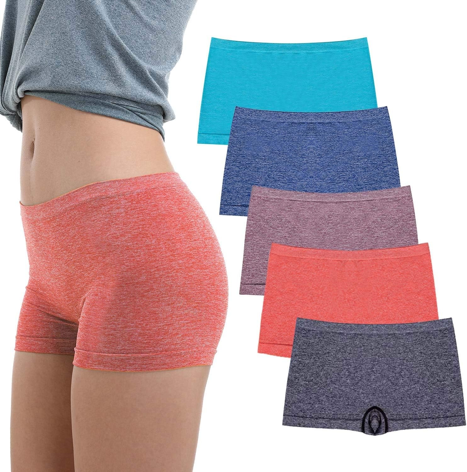R RUXIA Women’s Boyshort Panties Seamless Nylon Underwear Stretch Boxer Briefs 5