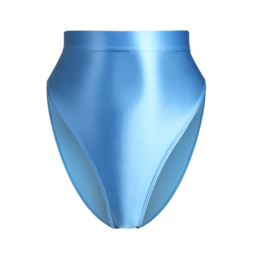 Women Sexy Shiny High-Waisted Panties Glossy Gymnastics Briefs Inner Outer Wear