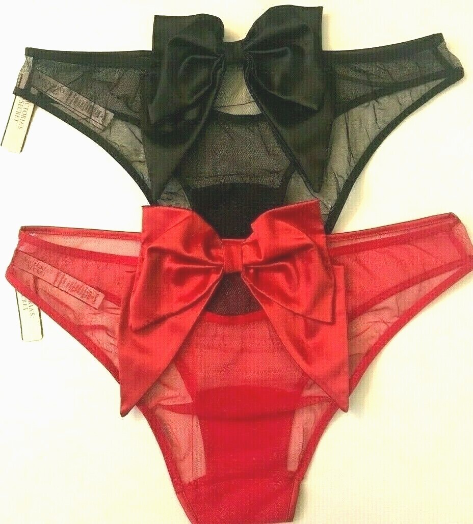 NWT’s SEXY Victoria’s Secret Unique Dream Angels Satin Bow Mesh Cheeky~SMLXL