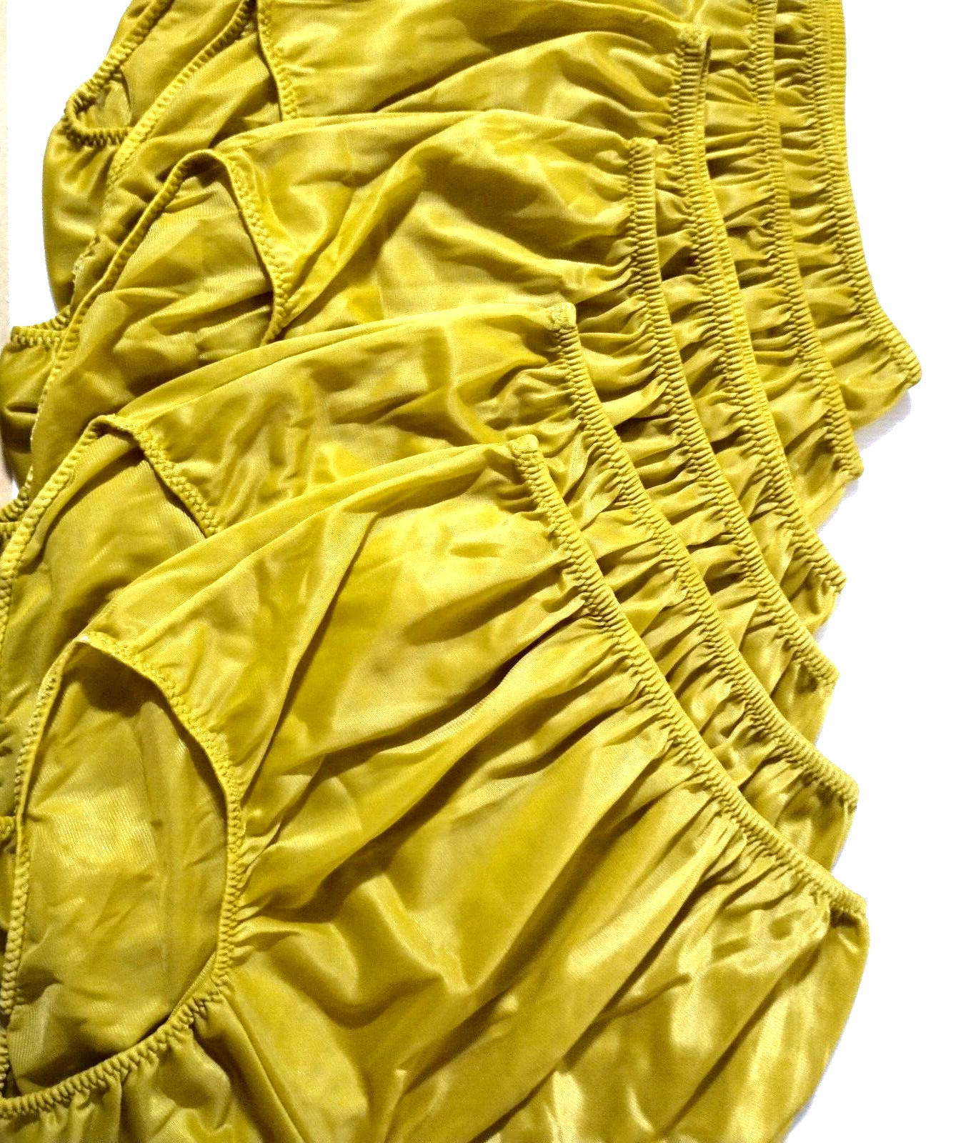 6 Nylon Panties/ High Waisted/ Double Nylon Layer Crotch/Dark Yellow/ XL