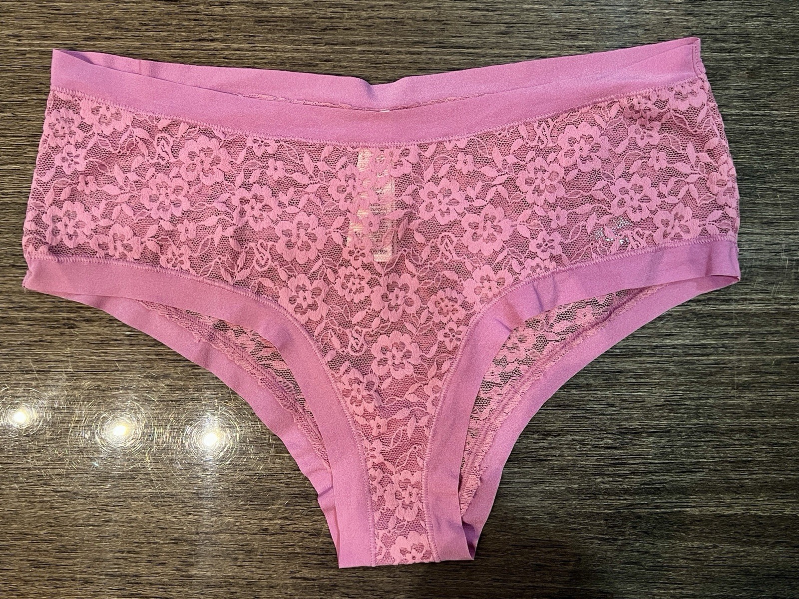 Victoria’s Secret Cheeky Pink Lace Floral Panties L Women Semi-Transparent