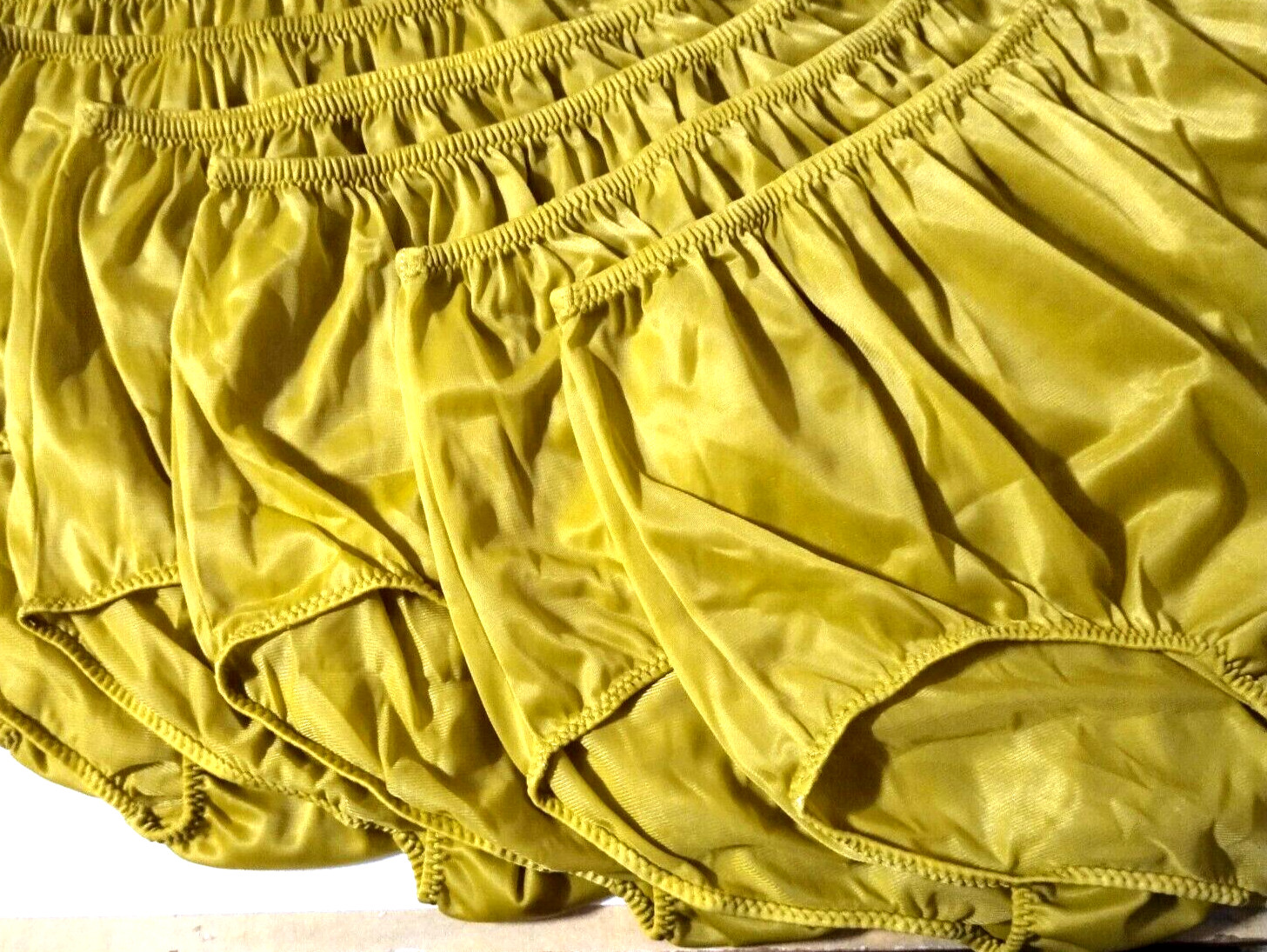 5 Nylon Panties/ High Waisted/ Double Nylon Layer Crotch/Dark Yellow/ XL