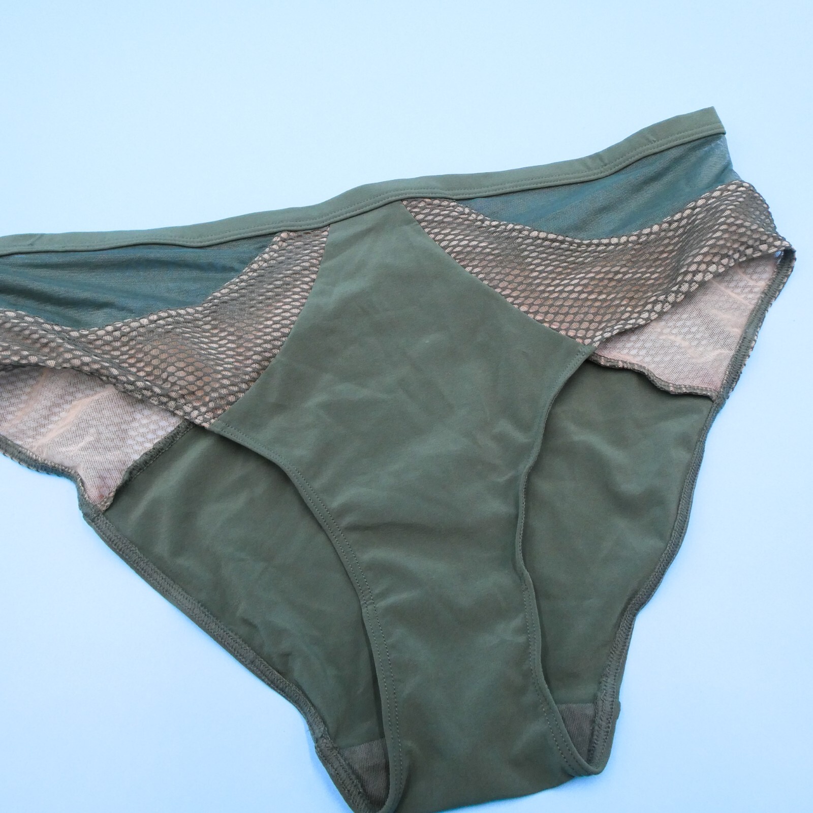 Elle MacPherson Body Medium Green Mesh Brazilian Brief Panties Lingerie New