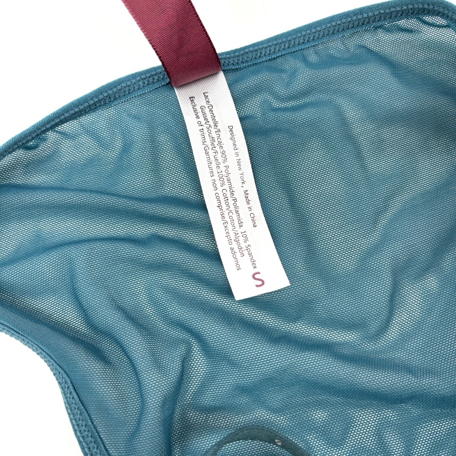 Adore Me Women’s Teal Blue Sexy Kaia Lace Mesh Strappy Underwear Size Small NWT