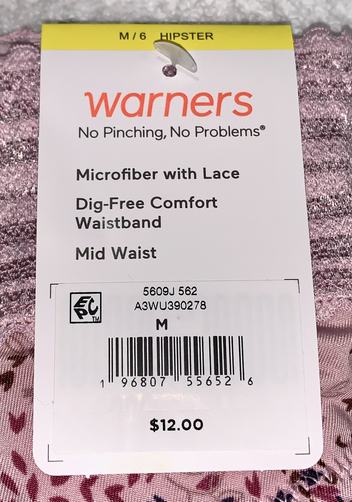 WARNERS No Pinching No Problems Lace Floral Leaves Hipster Panty Womens Sz M 6