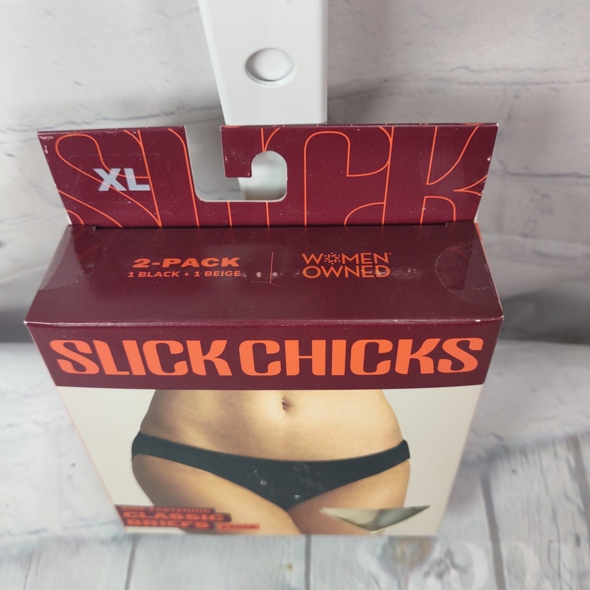 SLICK CHICKS 2 Pack Classic Brief Panty BEIGE and BLACK Sz XL Side Fastening