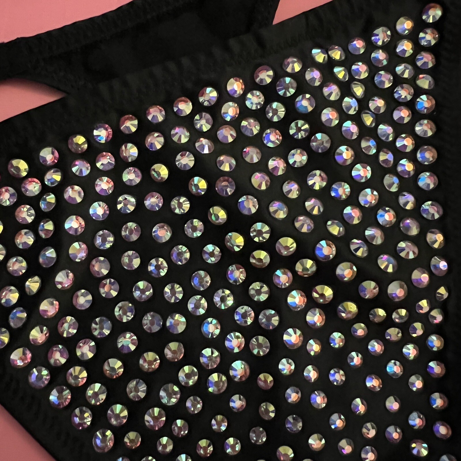 Victoria’s Secret S THONG Black rhinestone Crystallized Embellished FASHION SHOW