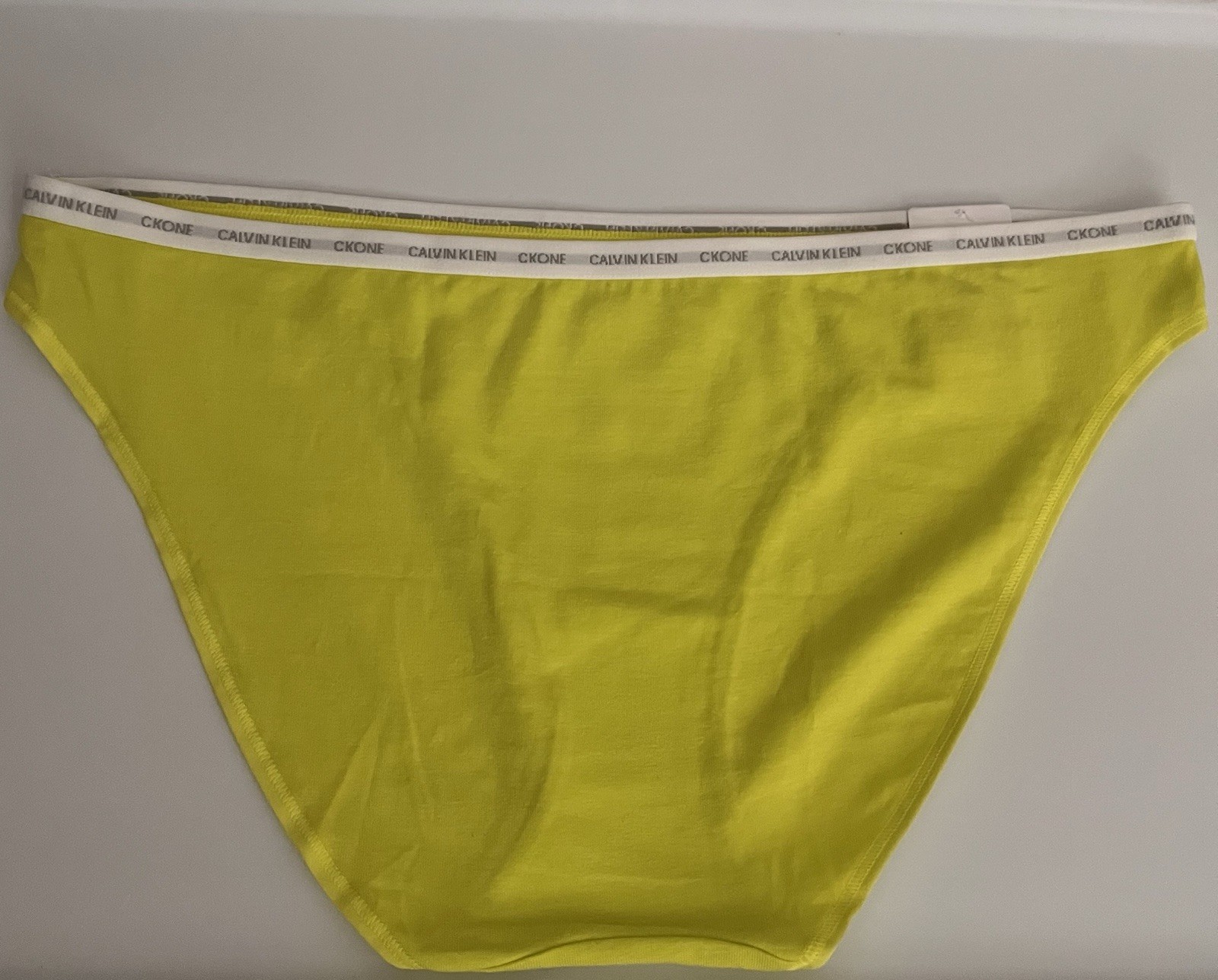 CALVIN KLEIN CK One Cotton Lemon Lime White Bikini Panty Women’s Sz L QD3785