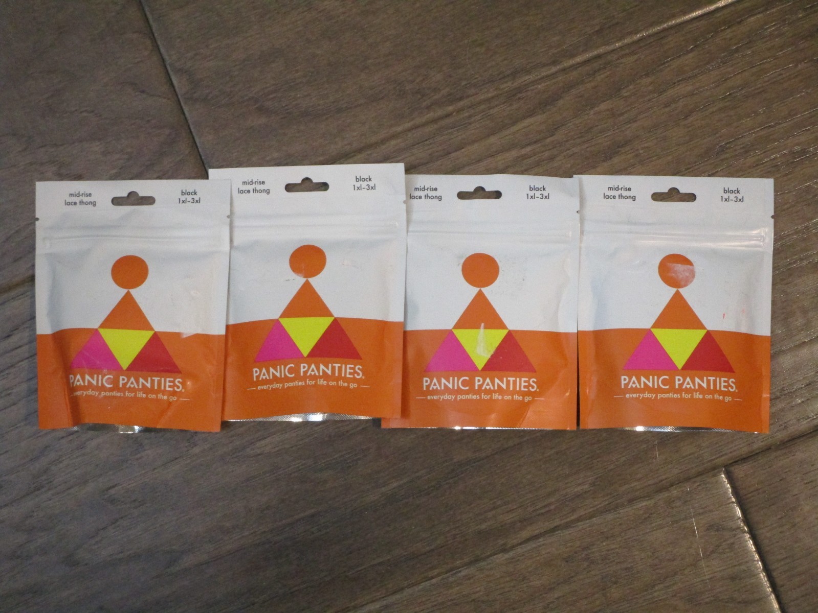 4-PACK PANIC PANTIES MID-RISE BLACK LACE THONG PANTIES SIZE 1XL-3XL