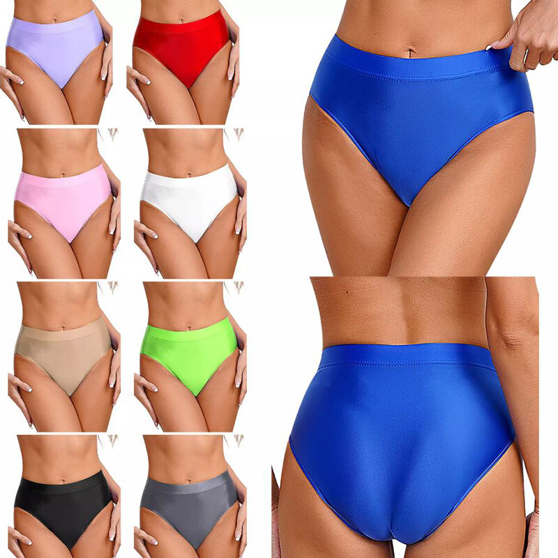 5PCS/LOT Sexy Womens Briefs Silky Satin Thongs Low Rise Panties Shiny Underwear