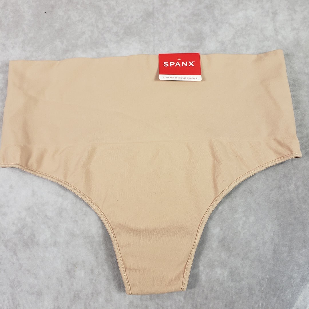 SPANX Thong Womens 1X EcoCare Shaping Underwear Panties Toasted Oatmeal 40048R