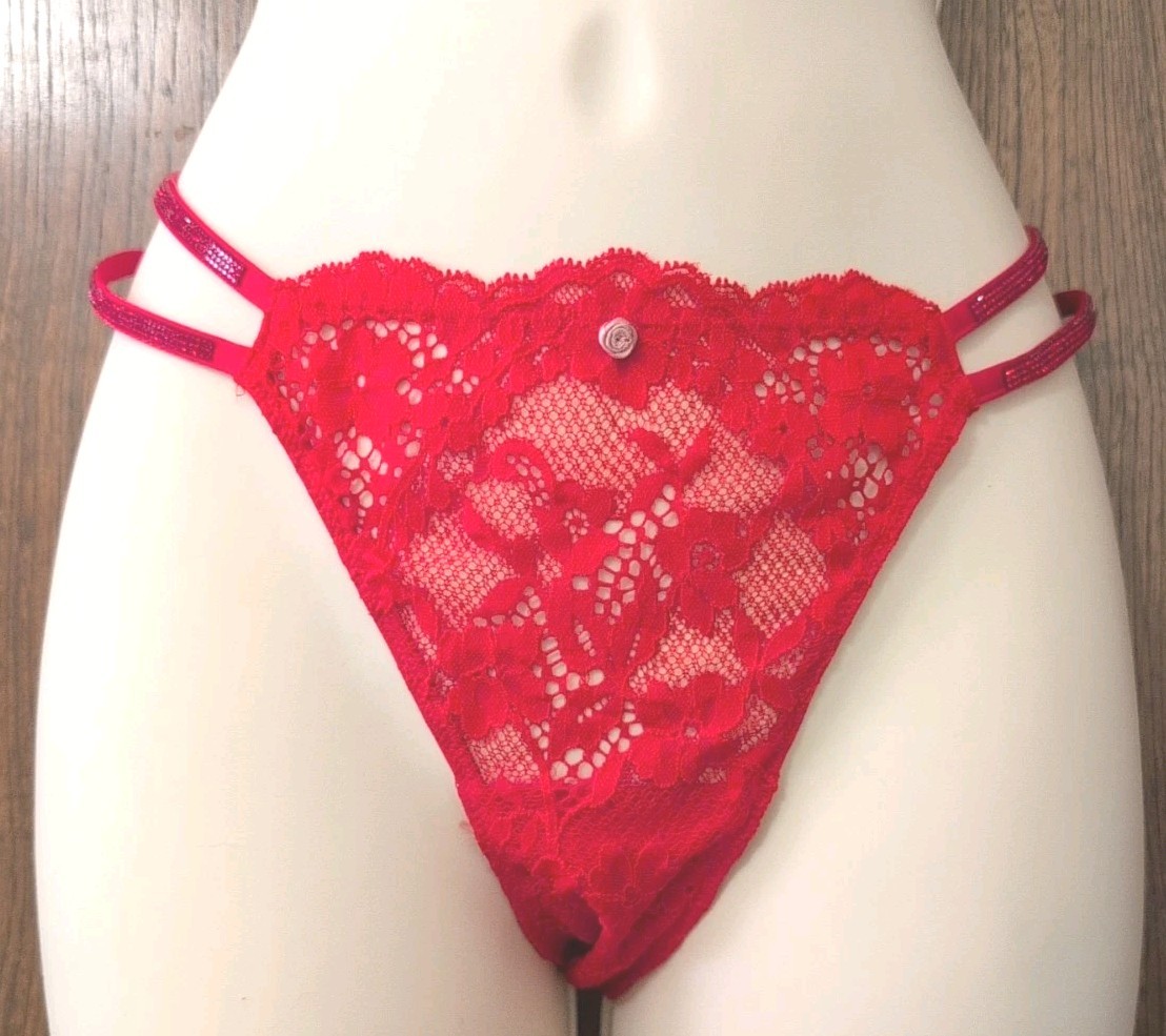 NEW Victoria’s Secret DREAM ANGELS Double SHINE STRAP Brazilian Slip RED sz. S