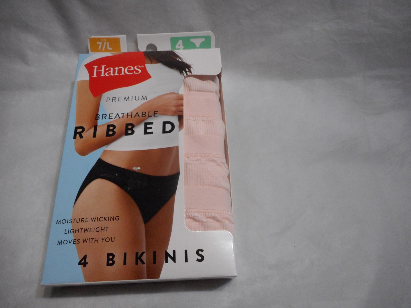 Hanes Premium Women 4 Pack Breathable Ribbed Tagless Pink Bikinis M,L,XL