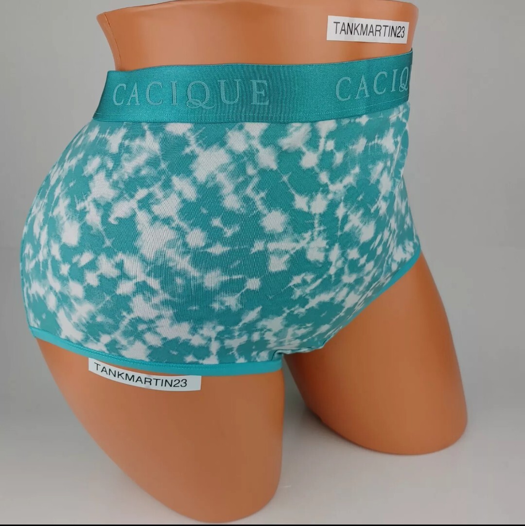 LANE BRYANT CACIQUE 22/24 TEAL BLUE WHITE TIE DYE COTTON FULL BRIEF PANTIES PLUS