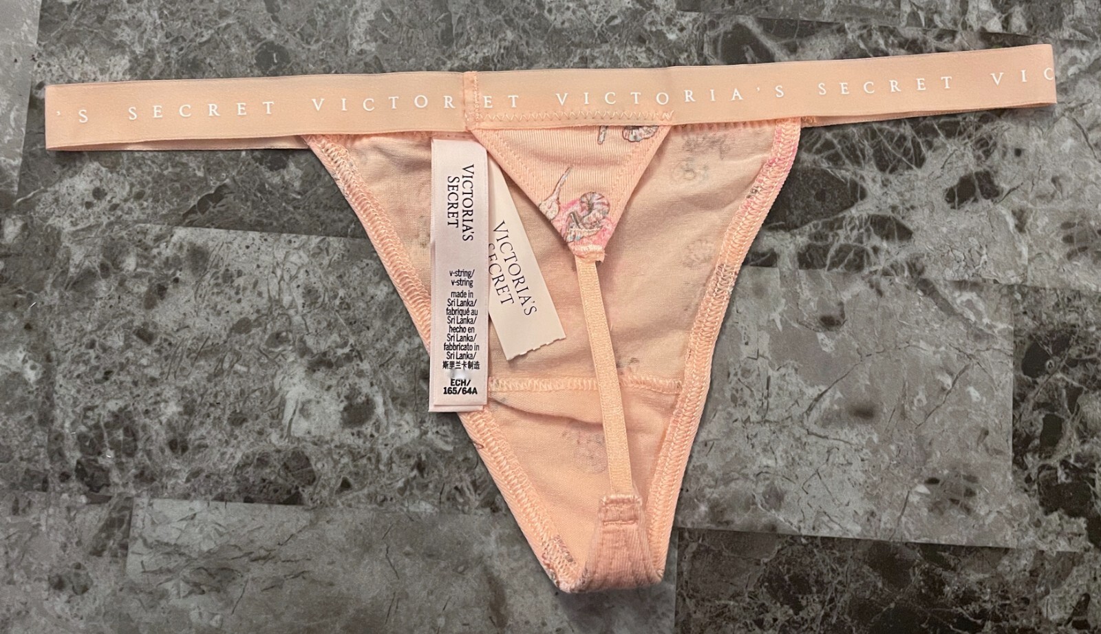 NWT VICTORIA’S SECRET SEASHELL STARFISH LOGO LIGHTWEIGHT BAND V STRING PANTIES