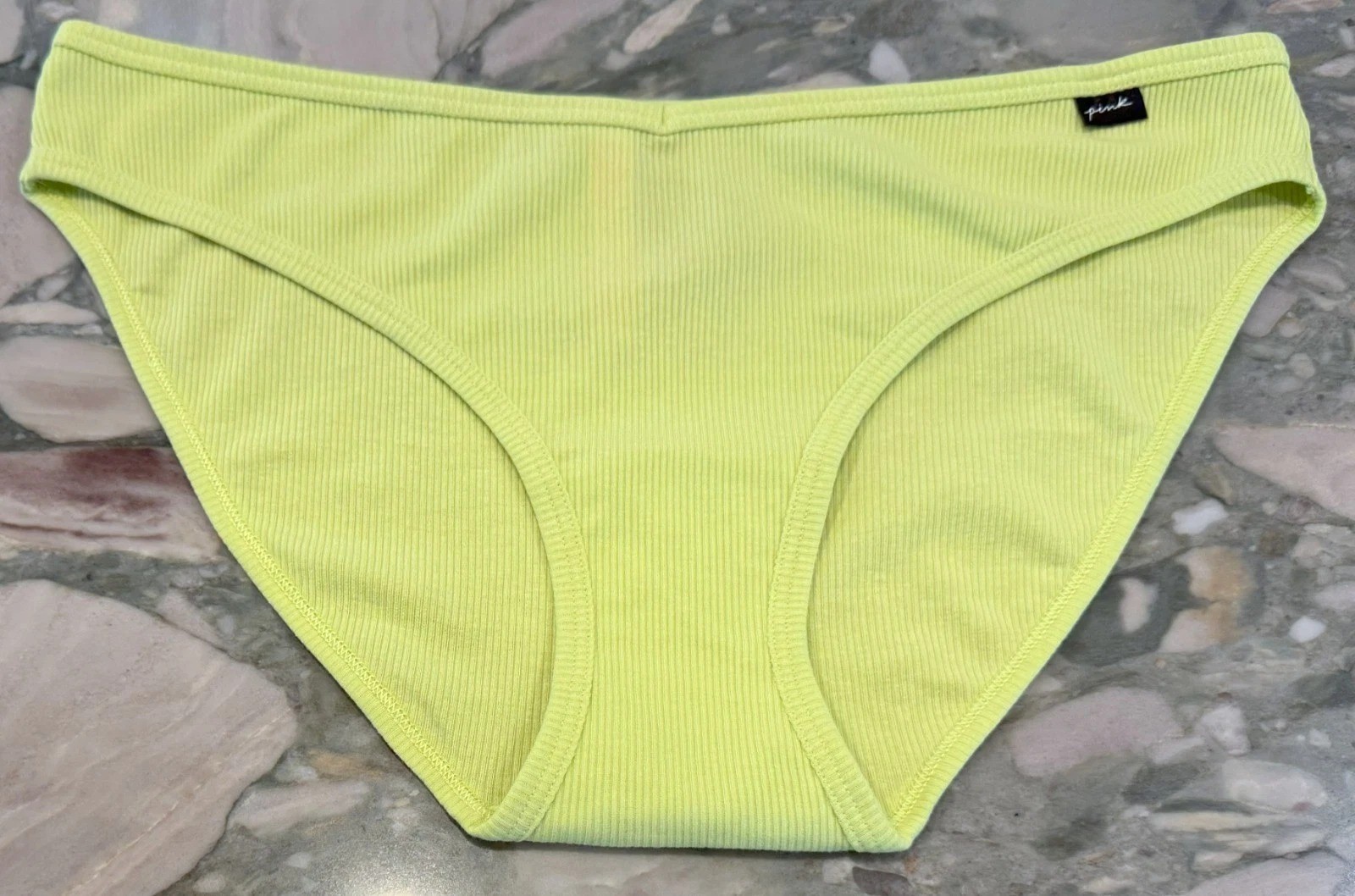NEW Victoria Secret PINK Ribbed Cotton Bikini Panty – Green Spring – XXL