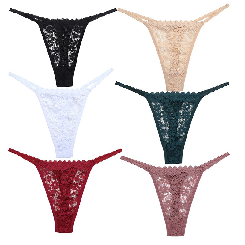 6 Pack Lot Sexy Womens Lace Panties Thong See Through Underwear Ladies Lingeries